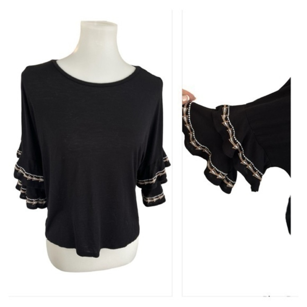 Apt 9 ruffle sleeve rayon top